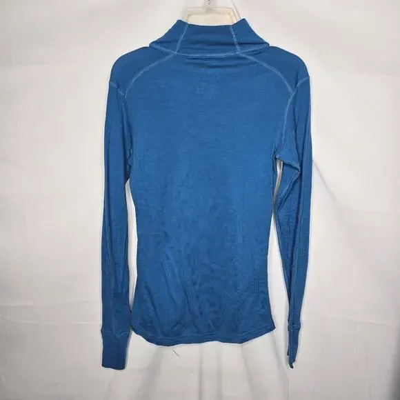 Women's Ibex Woolies 150 Blue 100% Merino Wool 1/4 Zip Pullover Top Size Small - Picture 5 of 5